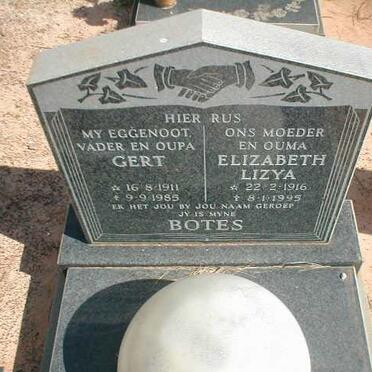 BOTES Gert 1911-1985 &amp; Elizabeth Lizya 1916-1995
