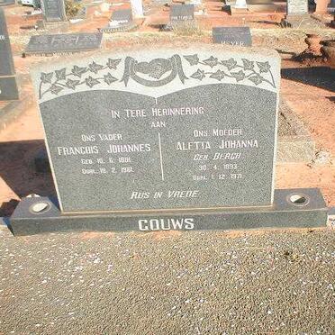 GOUWS Francois Johannes 1881-1961 &amp; Aletta Johanna BERGH 1893-1971