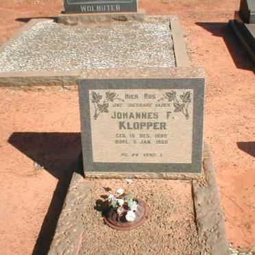KLOPPER Johannes F. 1880-1960