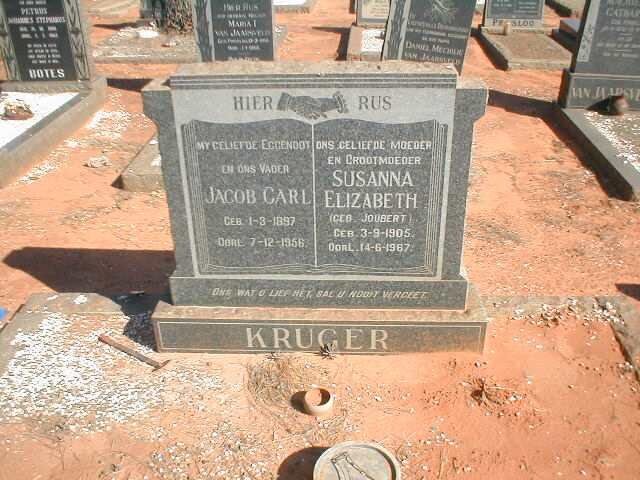 KRUGER Jacob Carl 1897-1956 &amp; Susanna Elizabeth JOUBERT 1905-1967