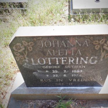 LOTTERING Johanna Aletta nee SNYMAN 1883-1974