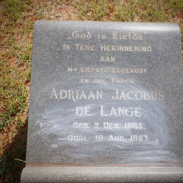 LANGE Adriaan Jacobus, de 1885-1957
