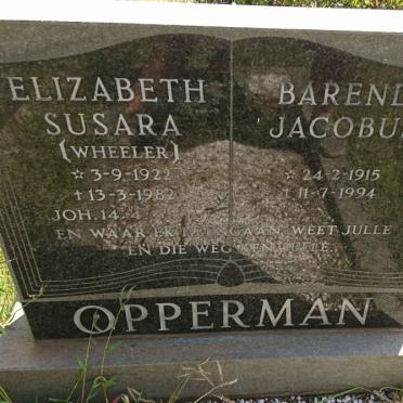 OPPERMAN Barend Jacobus 1915-1994 &amp; Elizabeth Susara WHEELER 1922-1982