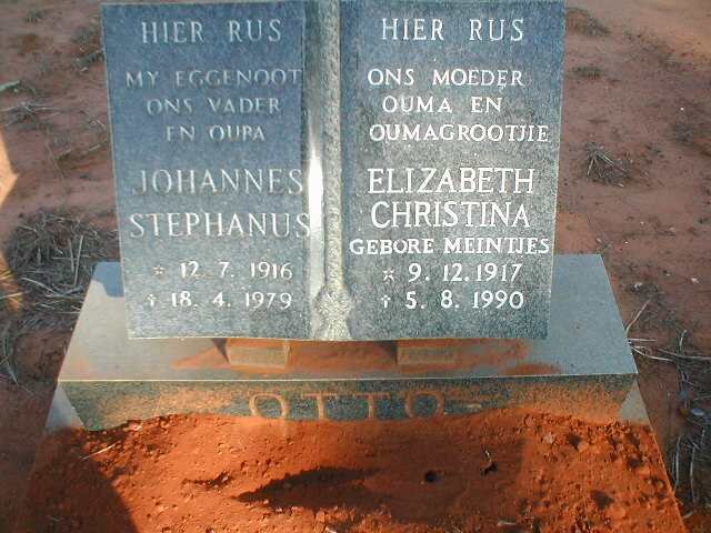 OTTO Johannes Stephanus 1916-1979 &amp; Elizabeth Christina MEINTJES 1917-1990