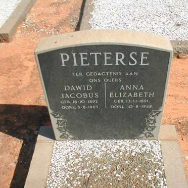 PIETERSE Dawid Jacobus 1892-1965 &amp; Anna Elizabeth 1891-1948