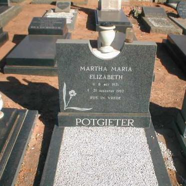 POTGIETER Martha Maria Elizabeth 1921-1982