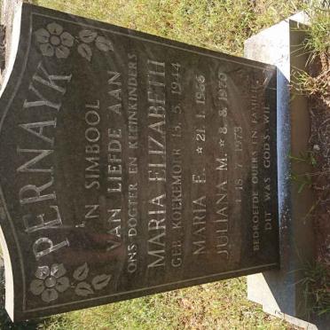PERNAYK Maria Elizabeth nee KOEKEMOER 1944-1973 :: PERNAYK Maria E. 1966-1973 :: PERNAYK Juliana M. 1970-1973