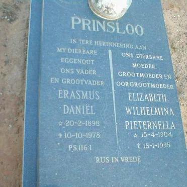 PRINSLOO Erasmus Daniel 1898-1978 &amp; Elizabeth Wilhelmina Pieternella 1904-1995