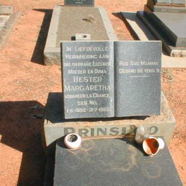 PRINSLOO Hester Margaretha voorheen LA GRANGE nee NEL 1892-1963