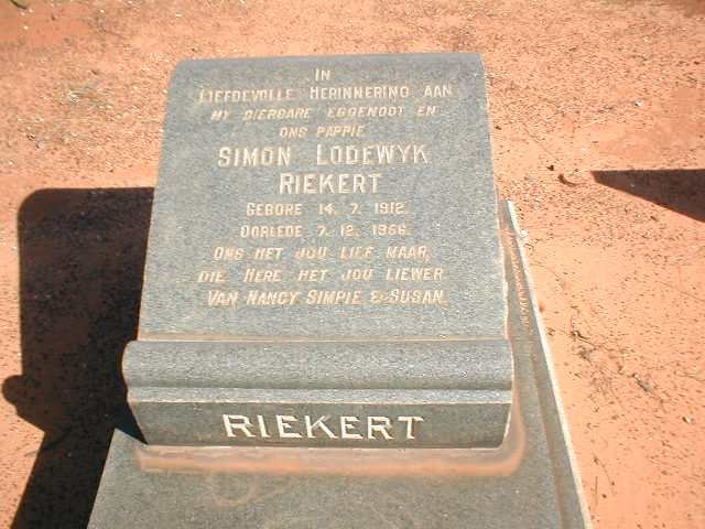 RIEKERT Simon Lodewyk 1912-1956