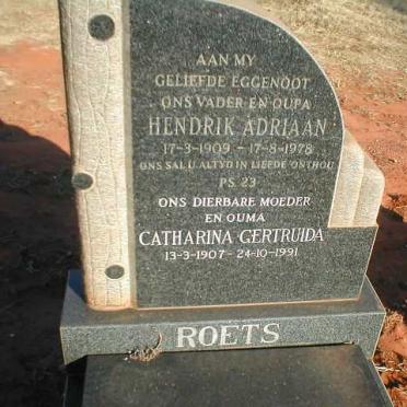 ROETS Hendrik Adriaan 1909-1978 &amp; Catharina Gertruida 1907-1991