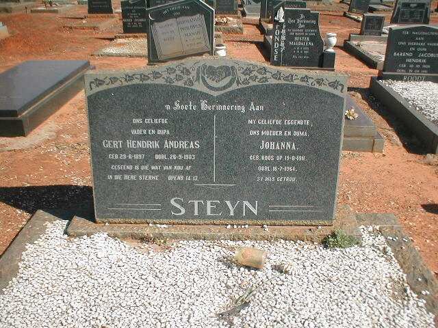 STEYN Gert Hendrik Andreas 1897-1983 &amp; Johanna ROOS 1911-1964