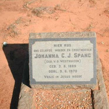 SPANG Johanna C.J. nee V.D. WESTHUIZEN 1889-1970