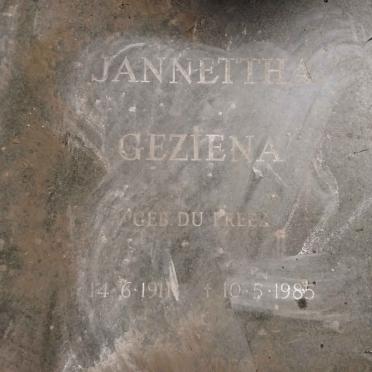 STRIJDOM Jannettha Geziena nee DU PREEZ 1911-1985