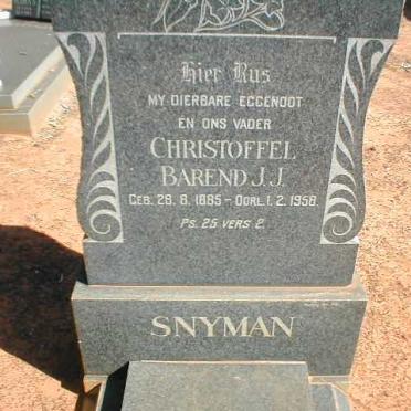 SNYMAN Cristoffel Barend J.J. 1885-1958