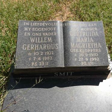 SMIT Willem Gerhardus 1922-1982 &amp; Gertruida Maria Magrietha KLOPPPERS 1910-1992