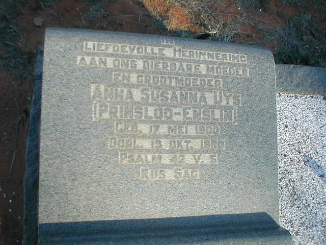 UYS Anna Susanna voorheen PRINSLOO, ENSLIN 1900-1988