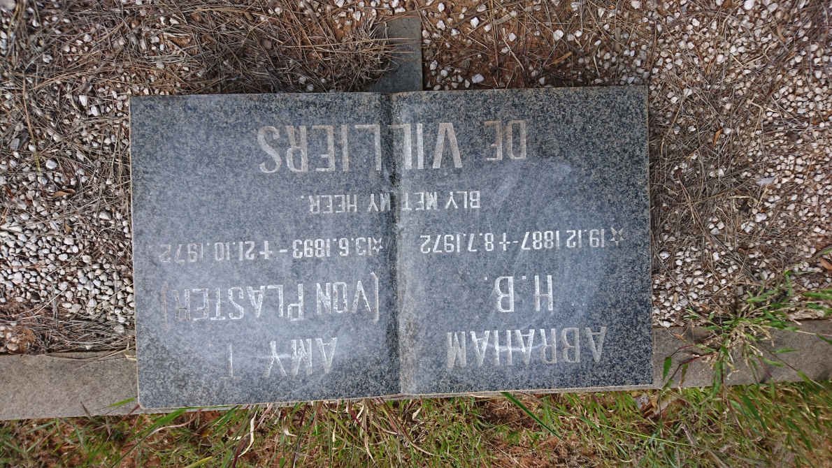 VILLIERS Abraham H.B., de 1887-1972 &amp; Amy T. VON PLASTER 1893-1972