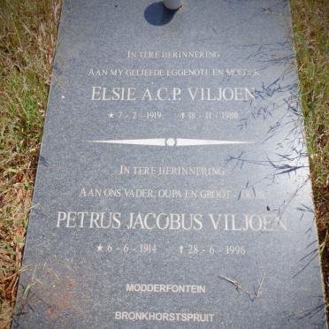 VILJOEN Petrus Jacobus 1914-1996 &amp; Elsie A.C.P. 1919-1980