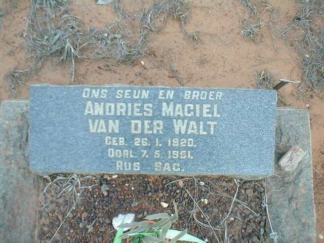 WALT Andries Magiel, van der 1920-1951