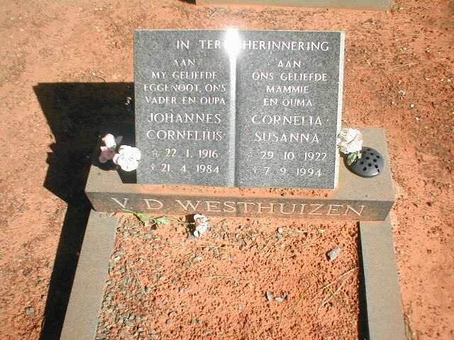 WESTHUIZEN Johannes Cornelius, v.d. 1916-1984 &amp; Cornelia Susanna 1922-1994