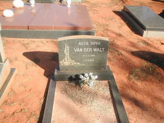 WALT Aletta Sophia, van der 1918-1972