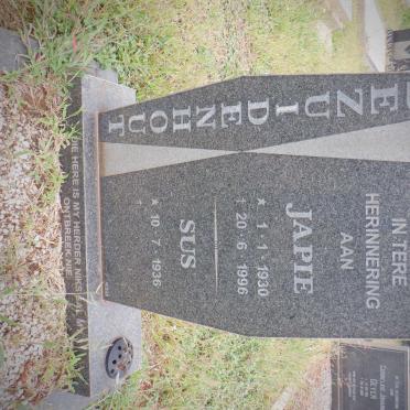 BEZUIDENHOUT Japie 1930-1996 &amp; Sus 1936-