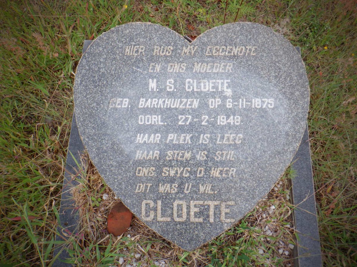 CLOETE M.S. nee BARKHUIZEN 1875-1948