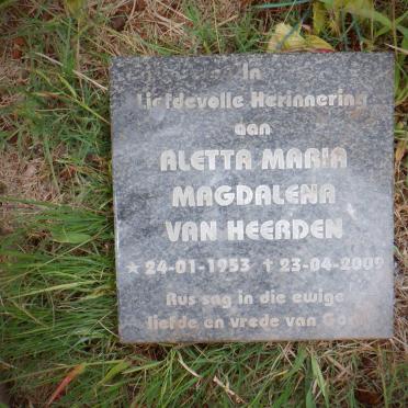 HEERDEN Aletta Maria Magdalena, van 1953-2009