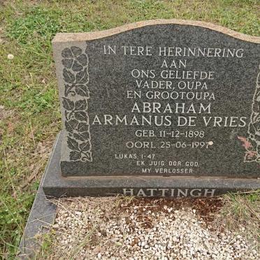 HATTINGH Abraham Armanus de Vries 1898-1997