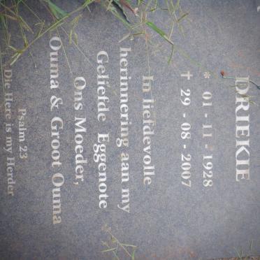 JACOBS Driekie 1928-2007