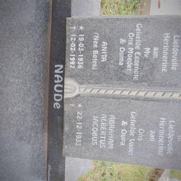 NAUDÉ Abraham Albertus Jacobus 1933- &amp; Anita BOTES 1936-1997