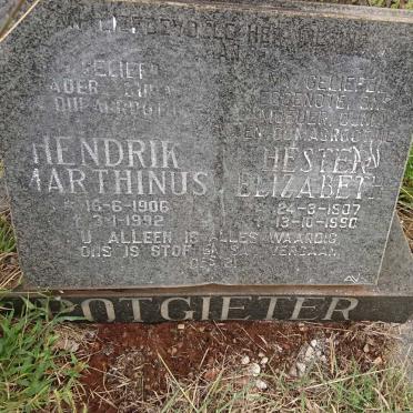 POTGIETER Hendrik Marthinus 1906-1992 &amp; Hester Elizabeth 1907-1990