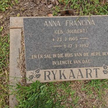 RYKAART Anna Francina nee JOUBERT 1905-1992