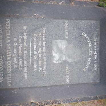 VENTER Priscilla Sylvia Cornelius 1931-2006 :: VENTER Crystal-Lee 2010-2010