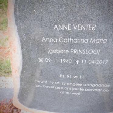 VENTER Anna Catharina Maria nee PRINSLOO 1940-2017