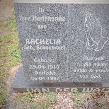 WALT Rachelia, van der nee SCHOOMBIE 1910-1997