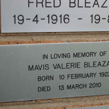 BLEAZARD Mavis Valerie 1923-2010