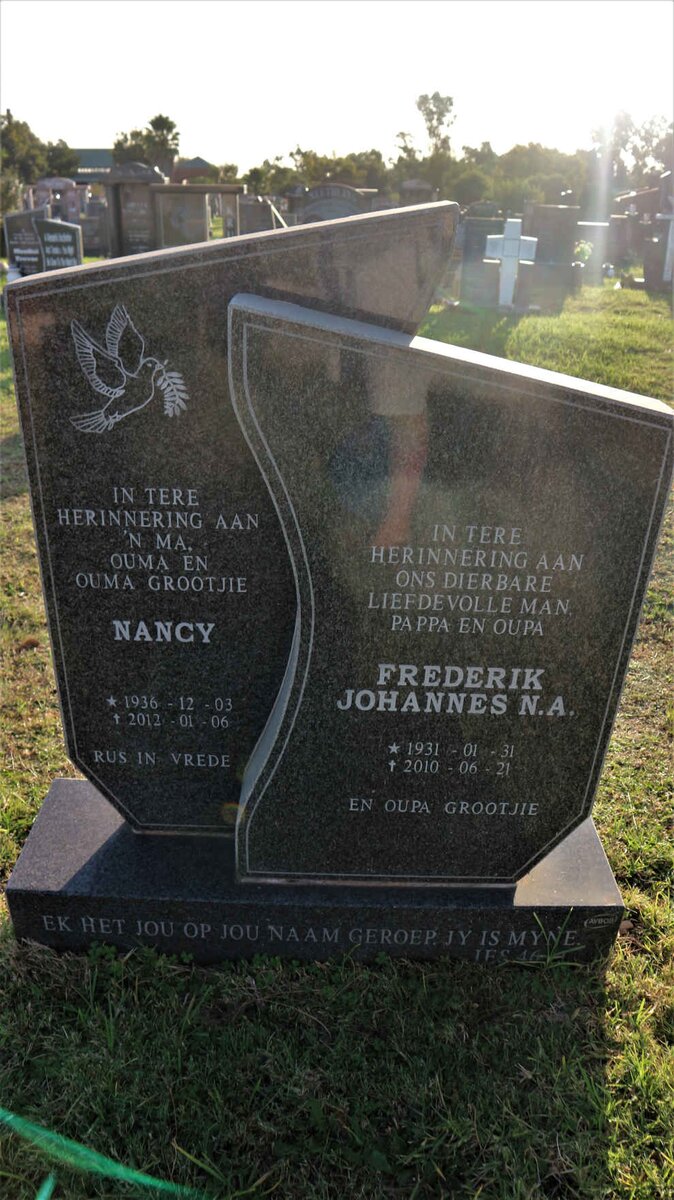 BOTHA Frederik Johannes N.A. 1931-2010 &amp; Nancy 1936-2012