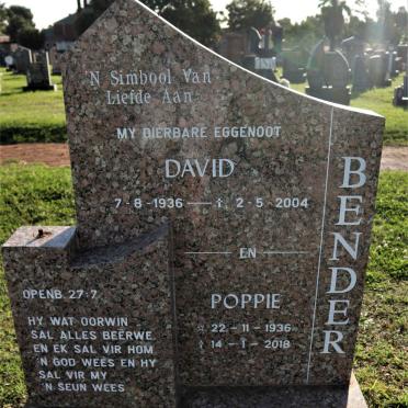 BENDER David 1936-2004 &amp; Poppie 1936-2018