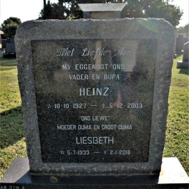 JENTSCH Heinz 1927-2003 &amp; Liesbeth 1933-2018