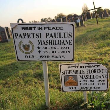 MASHILOANE Papetsi Paulus 1931-2019 &amp; Sithembile Florence 1935-2018