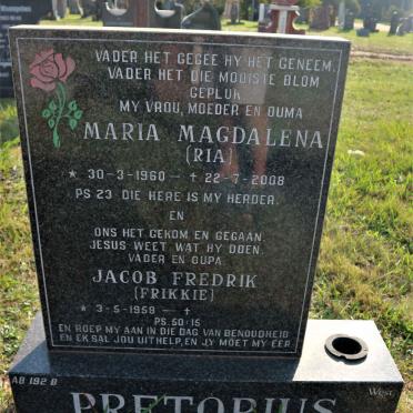 PRETORIUS Jacob Fredrik 1958- &amp; Maria Magdalena 1960-2008