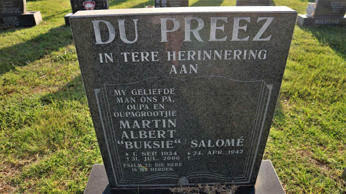 PREEZ Martin Albert, du 1934-2006 &amp; Salome 1942-