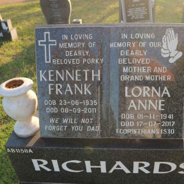 RICHARDS Kenneth Frank 1935-2011 &amp; Lorna Anne 1941-2017