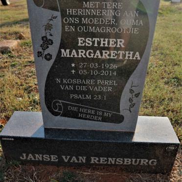 RENSBURG Esther Margaretha, Janse van 1926-2014