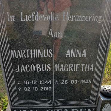 STADEN Marthinus Jacobus, van 1944-2010 &amp; Anna Magrietha 1945-