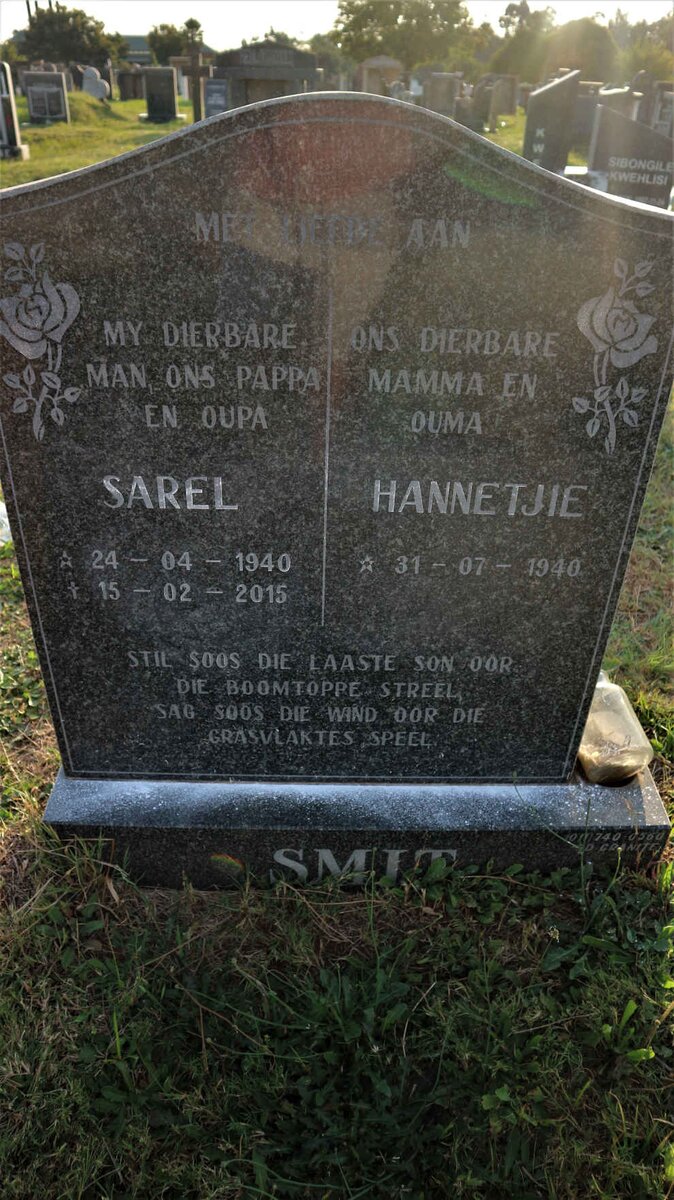 SMIT Sarel 1940-2015 &amp; Hannetjie 1940-
