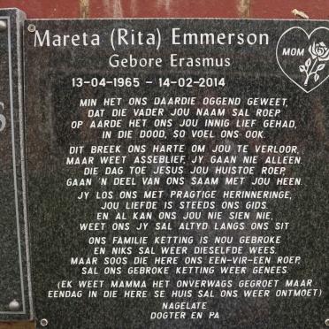 EMMERSON Mareta nee ERASMUS 1965-2014