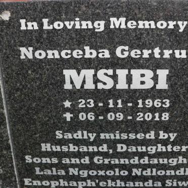 MSIBI Nonceba Gertrude 1963-2018